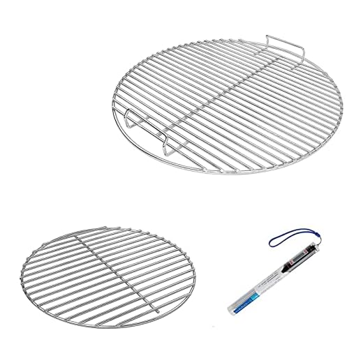 GFTIME 7432 Matlagningsgaller, 7440 Charcoal Grate för Weber 18,5 tums One-Touch, Bar-B-Vattenkokare, Smokey Mountain Cooker Smoker, Original Kettle Grill, 17,5" Cooking Grate with 1 Thermometer