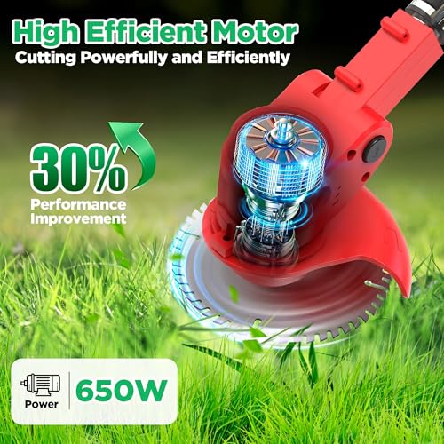 Image of Qlect Electric Wireless Rechargeable Edge Cutter 24V - 25cm Cutting Width | 2-in-1 Mower & Trimmer | Adjustable Height | 3 Blade Types | Lightweight & Portable | Lawns & Gardens