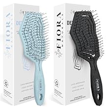 Detangler Brush by Fiora Naturals - 100% Bio-Friendly Detangling brush w/Ultra-Soft Bristles - Glide Through Tangles with Ease, For Curly, Straight, Black Natural, Women, Men, Kids Blue & Black