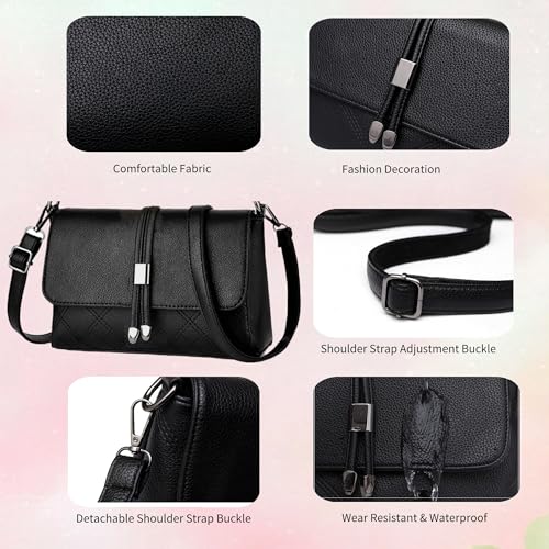 Black Crossbody Bags for Women, Cross Body Purses Bag for Ladies, Small Shoulder Handbags Multi Pocket with Adjustable Strap Casual Bag for Travel Outdoor, Lightweight Trendy4