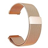 Compatible with Fossil Sport 41mm Women's Gen 4 Band for Huawei Watch Sports Loop, Metal Mesh Magnetic Watch Bands Quick Release Replacement Strap for Women Men Universal 18mm Watch Lug Rose Gold -  Upzuna