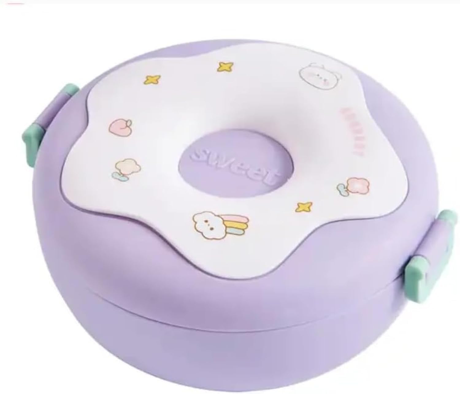 Erweicet Anime Donut Shaped Heatable Bento Box,Lunch Box with Lid