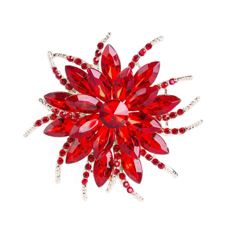 Image of Sparkling Crystal Flower Brooch Pins for Women Dainty Rhinestone Flower Shape Brooch Pin Suit Scarf Hats Decoration Wedding Jewelry