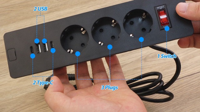 Dhqkqg Enchufe Retráctil Con USB, 2 Enchufes Empotrables Con USB C, Regleta Empotrable, Enchufe Empotrado En La Mesa, Enchufe Empotrable Con Cable De 2 M, Para Escritorio, Oficina, Mesa (Blanco