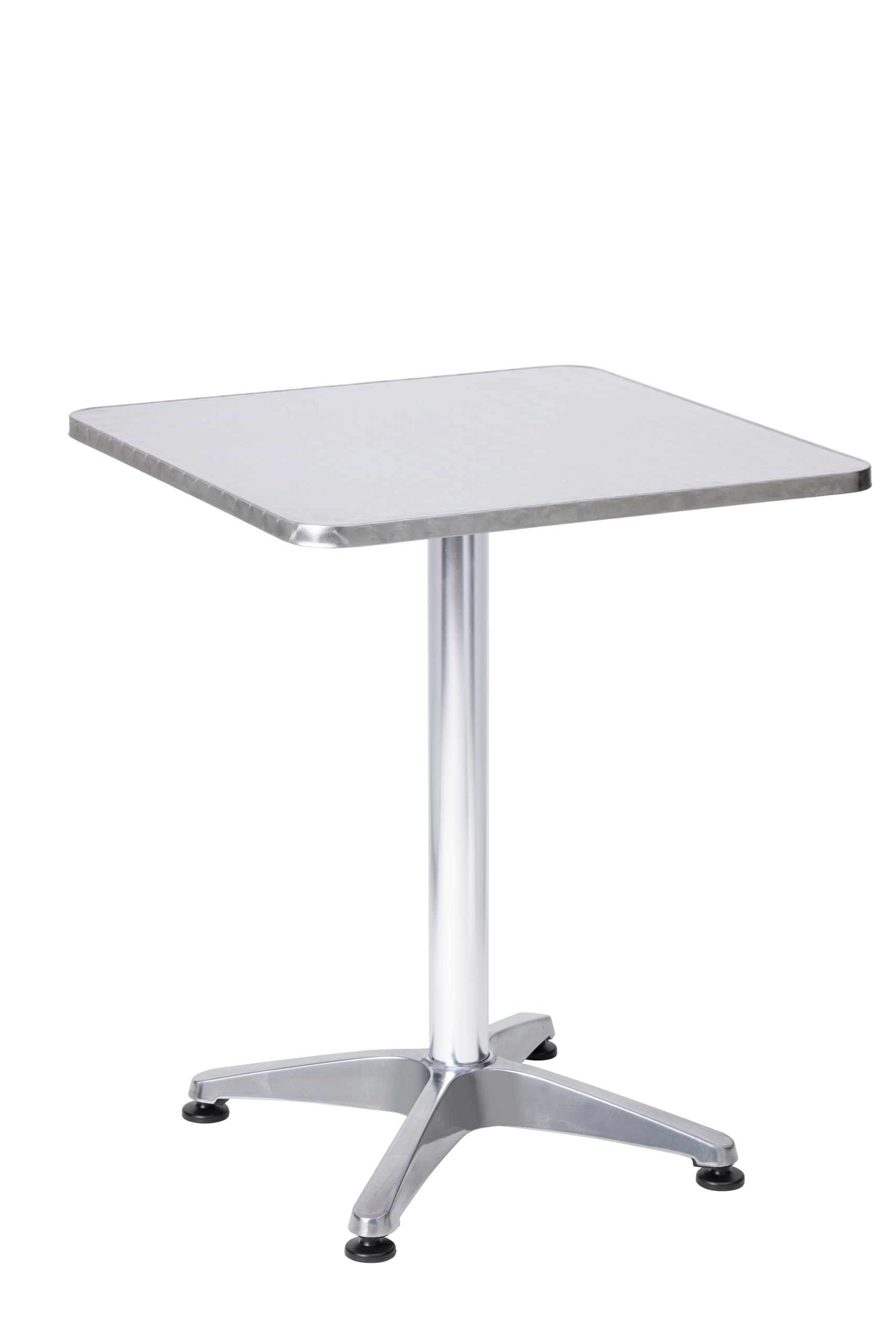 METRO Professional Mesa de Exterior Narni, Aluminio, 60 x 60 cm, Superficie de Acero Inoxidable, Apta para 2 Personas, Mesa de Bar con Pies Ajustables, Plata