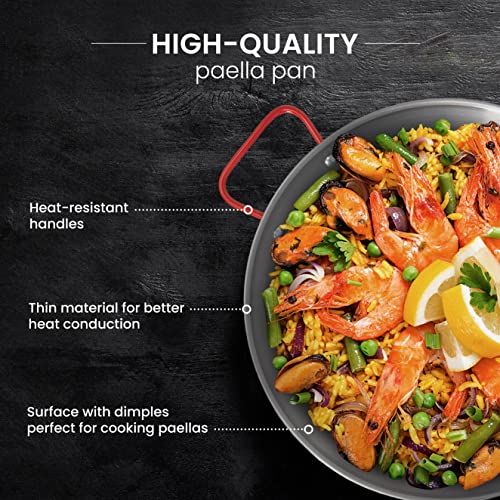 image for Machika 28 inch Carbon Steel Paella Pan, 70cm Polished Steel Large Ski