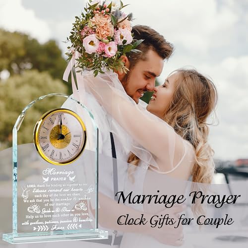 Wedding Gifts for Couples Unique 2025 - Crystal Clock Happy Anniversary Marriage Gift for Couple Keepsake - Engagement Gifts Bridal Shower Gifts for Bride and Groom Engagement Newlywed Mr Mrs Gifts