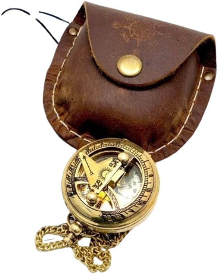 Victorian Sundial Pocket Compass Personalized Nautical Compass Handmade Compass Christmas with Leather Box