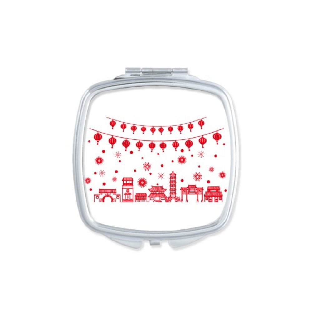Miroir de poche lanterne rouge chinoise, miroir de maquillage compact fait main cadeau mignon