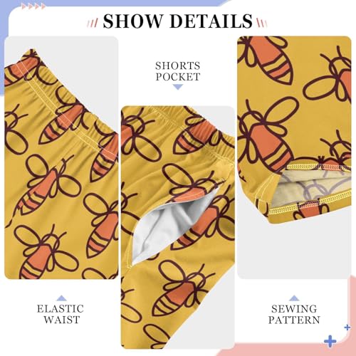 ZZXXB Bee Pattern Boys Long Pants Soft Trousers Elastic Waist Kids Lounge Bottoms with Pockets S-XL4