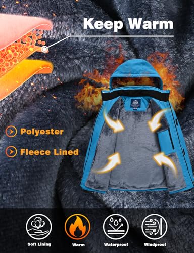 Image of TBMPOY Men's Winter Ski Jacket Waterproof Warm Snow Insulated Coat Fleece Lined Snowboard Hooded Raincoat