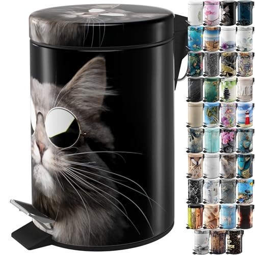 Sanilo Poubelle de Salle de Bain 3L avec système d’abaissement automatique, Nombreuses nouvelles Poubelles à Cosmétiques au choix, Poubelle avec seau...
