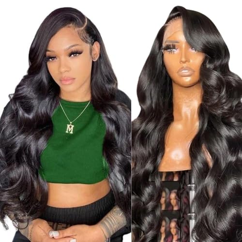 Aptatuse Body Wave Lace Front Wigs Human Hair Pre Plucked 13x4 Lace Front Wigs Human Hair 200% Density Brazilian Virgin Body Wave Wig for Women with Baby Hair 26Inch Natural Black