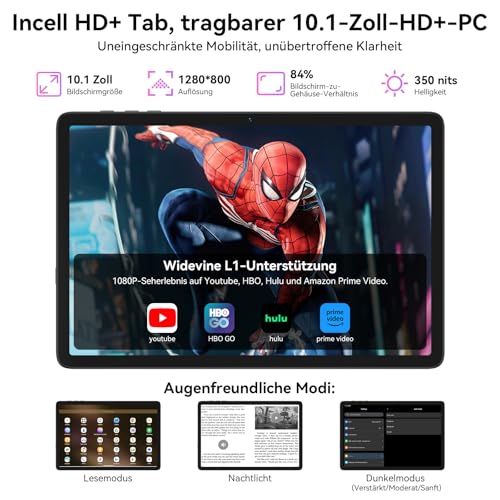 TABWEE T20 Android 16 Tablet mit Tastatur - 24 GB RAM+256 GB ROM (2 TB TF), Octa-Core, Gemini AI, Widevine L1, Tablet 10 Zoll, 5000 mAh, 8 MP+ 5 MP, Face ID, GPS (4J Garantie) 6