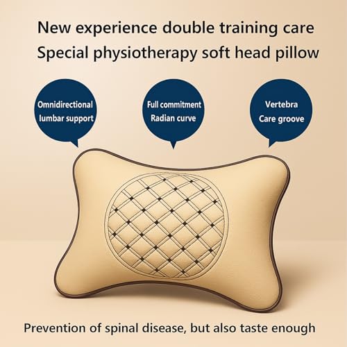 Image of AdroitZ Faux Leather 𝗨𝗡𝗜𝗩𝗘𝗥𝗦𝗔𝗟 Car Neck Rest Pillow | Premium Embroidery Cushion Neck Pain Relief | Head Rest Support for Long Drives | Headrest Interior Seat Accessories for All Cars(Set of 2)