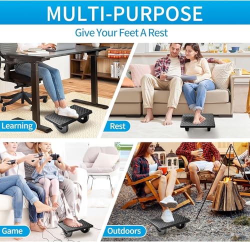 Image of Amirate 180 Degree Rotation Foot Rest for Office Chair with Acupressure Points and Roller | Ergonomic Footrest for Office Desk | Foot Rest Under Table | Foot Stool for Home, Office Table, and Sofa (Unbreakable, Non-Slip Legs) (180 Degree Rocking)