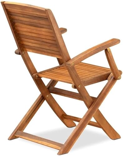Miniatura 7 de East West Furniture BHDCANA Hayward Outdoor Dining Folding Arm Chairs - Acacia Wood, Set of 2, Natural Oil