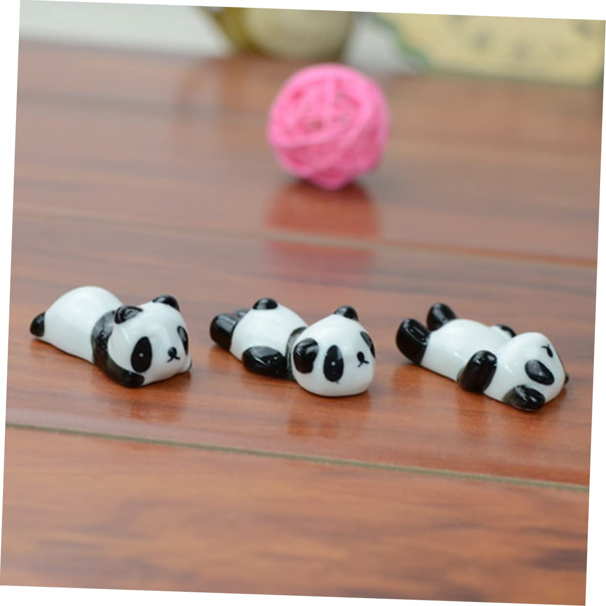 Repose-Baguettes, Supports pour Baguettes de Restaurant, Motif Panda en céramique, Lot de 6, Noir et Blanc, 14,7 x 7,6 x 7,6 cm