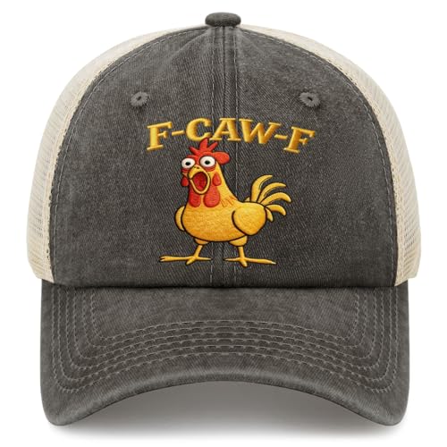 F Caw F Funny Rooster Hat Embroidered Chicken Meme Cap Hilarious Bird Humor Hat Adjustable Funny Chicken Lover Gift