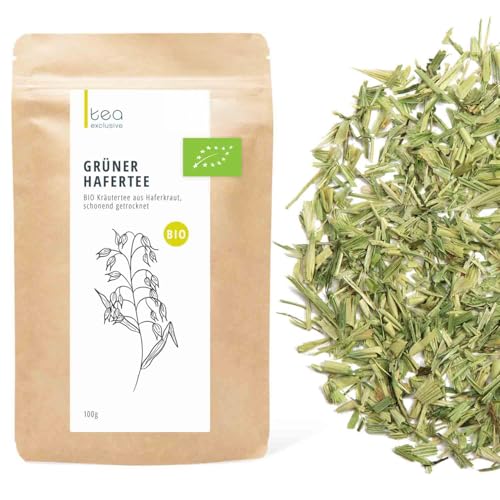 Grüner Hafer Tee, BIO, Grünhafer geschnitten, Premium Rohkost Qualität, Hafertee, für Trinkkuren, zum Fasten, 100g - tea exclusive