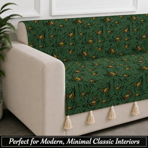 Image of STITCHNEST 'Eden Weaves Collection Series' 3 Seater Sofa Cover - Full Coverage| Elegant Woven Fabric, Decorative Tassels, Washable & Durable for Modern Living