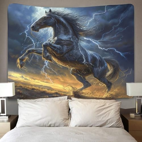 Tapisserie cheval 3D de 180x230cm pour décoration de salon