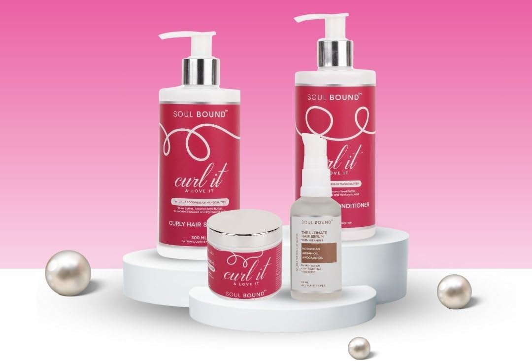 SOUL BOUND Curl Power Formula: with Curl It Shampoo, Conditioner, Cream and Hair Serum (Pack of 4)