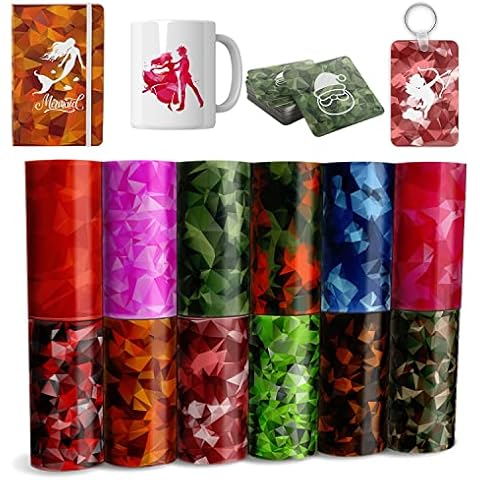 Geometric Infusible Transfer Ink Sheets, 12 Pcs 4.5"x 12" Plain Color Pre-Printed Sublimation Paper for DIY Heat Press Mug, T- Shirts, Coasters Cover