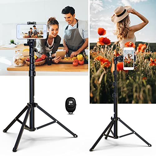 Hpusn Phone Tripod Stand: 48 Inches Extendable Cell Phone Tripod, Selfie Stick For Iphone & Android Phone, Heavy Duty Aluminum & Lightweight #TOP1