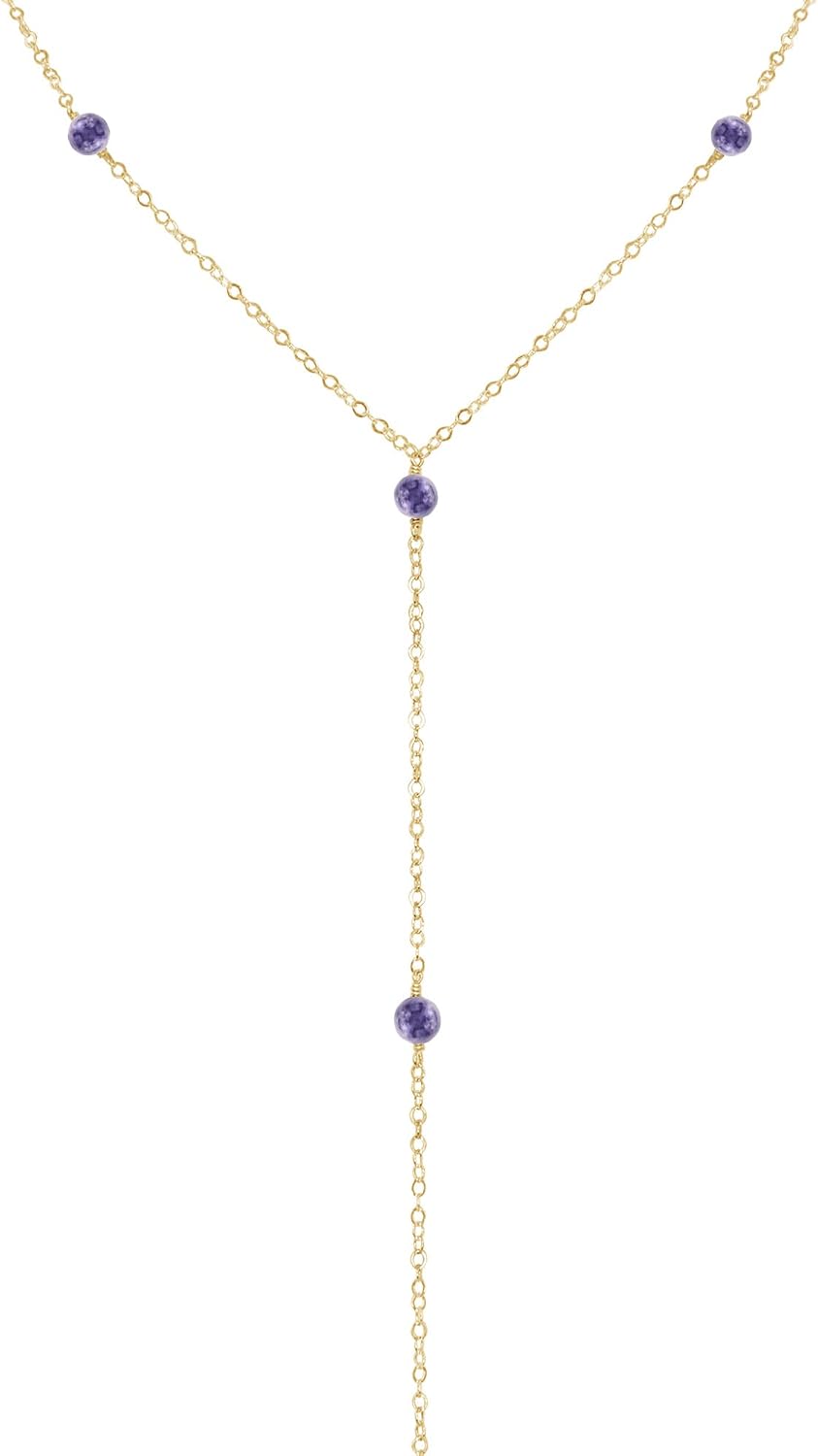 Luna Tide Iolite Dainty Y Necklace in 14k Gold Fill