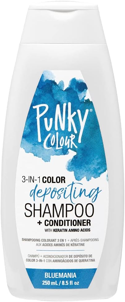 Punky Bluemania 3-in-1 Color Depositing Shampoo & Conditioner with Shea Butter and Pro Vitamin B that helps Nourish and Strengthen Hair, 8.5 oz