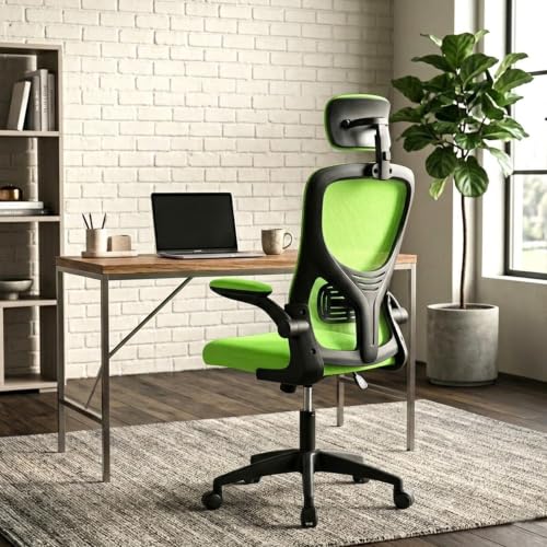 Image of Green | High Back Imported Mesh Fabric Boss Office Chair | Y Design Ergonomic Back Support | 2D Aero Design Adjustable Armrests | Synchro Tilt Lock Mechanism Support