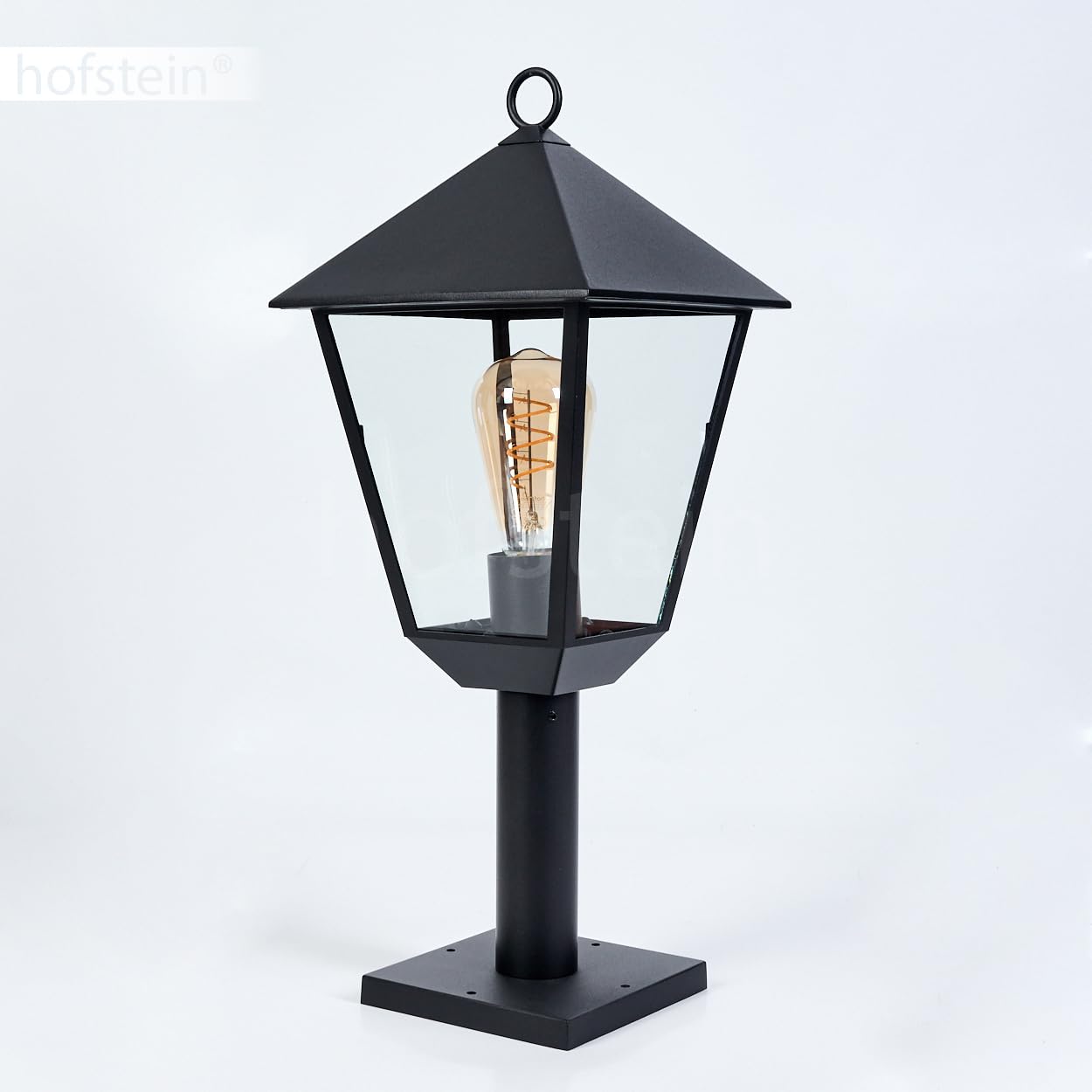 Anfei zewnętrzna lampa na cokół, metalowa/szklana, przezroczysta, oświetlenie ścieżek o antycznym wyglądzie, 50 cm, lampa ogrodowa, oświetlenie ogrodowe IP44, 1 x E27, bez żarówki