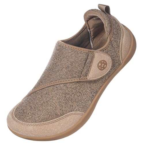 Sisttke Diabetic Shoes for Women Wide Width Arch Support Diabetic Slippers Adjustable Orthopedic Barefoot House Shoes for Swollen Feet Edema Arthritis Indoor Outdoor Brown 7 Wide Women