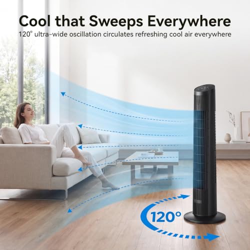 Image of Uthfy 31 inch Tower Fan for Bedroom, 15H Timer, 26ft /s Fans that Blow Cold Air