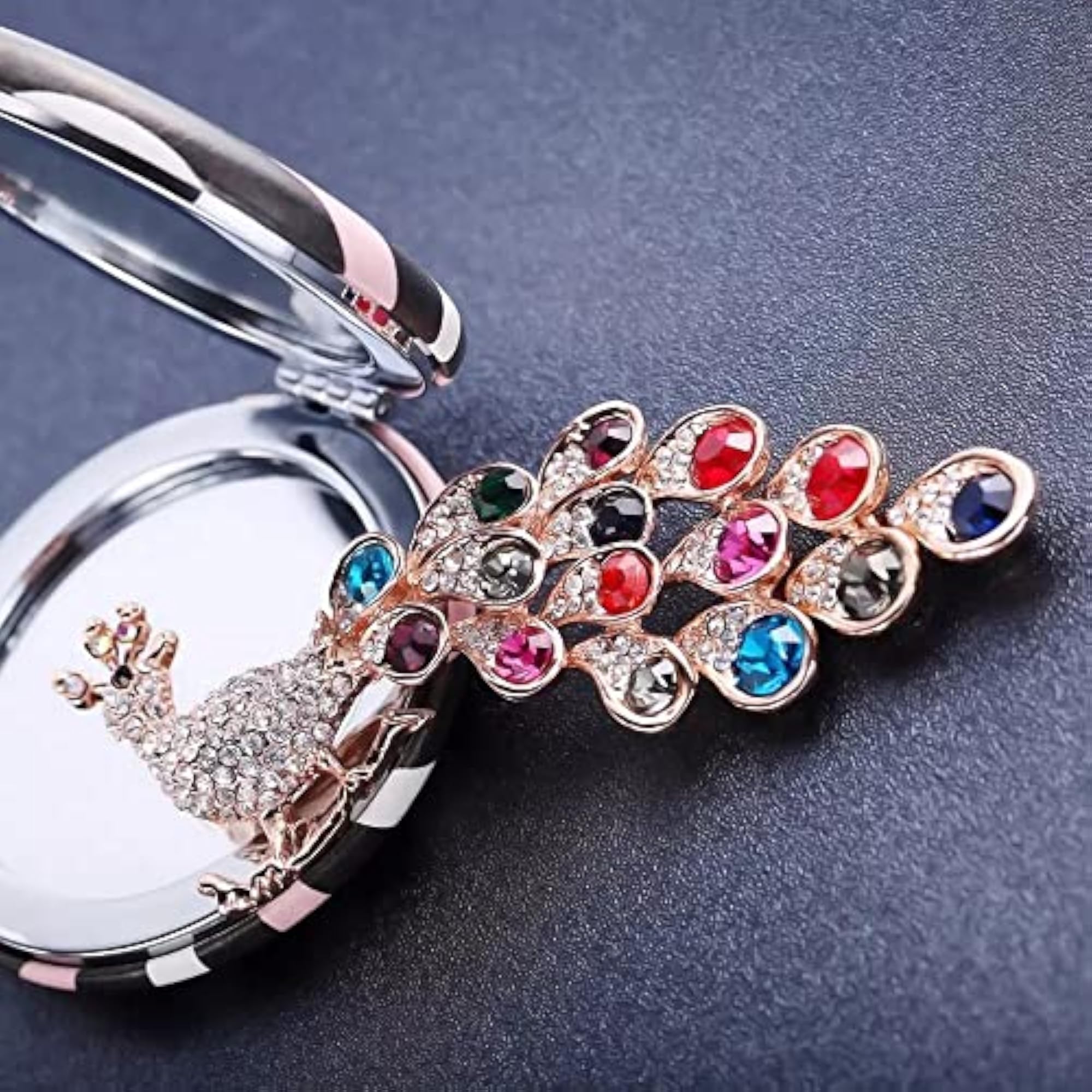 Rhinestone Crystal Studded Frog & Peacock Design Brooch Pin Combo