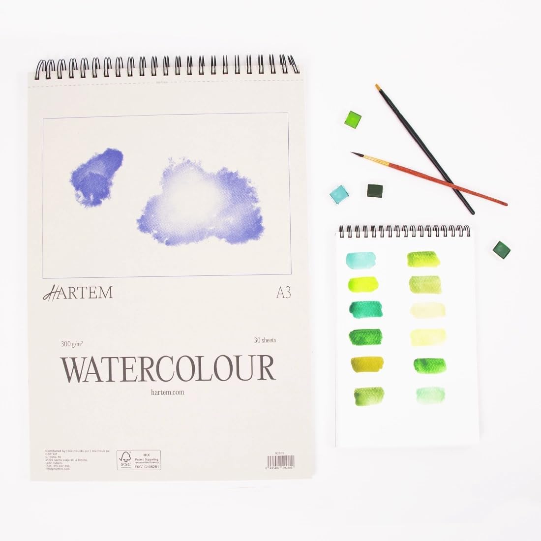 Hartem - Watercolor Paper | Wirebound Pad of 30 Sheets | 300g/m2 Weight | Size A3 (29,7 x 42 cm) - Artist Paper for Adults and Students - Watercolors, Mixed Media, Markers and Art Journaling