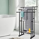 Kayfia 40" H Free Standing Towel Rack, 3 Tier Alloy Steel Stand with Basket, Blanket Drying and Display Rack for Oversized Bath Towels Bathroom Accessories, Next to Tub or Shower - Image 3
