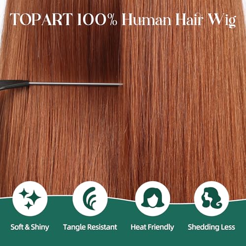 Image of 5x5 Lace Front Wigs for women,Human Hair Blonde Straight Glueless with Free Part & Pre Plucked Natural Hairline 16 Inch（Orange