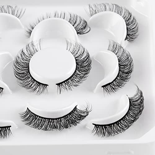 Falsche Wimpern Flauschige Wimpern Russische Streifenwimpern D Curl Künstliche Wimpern Natürliche Wimpernverlängerung 5 Paar Packung (DEY9) Cover