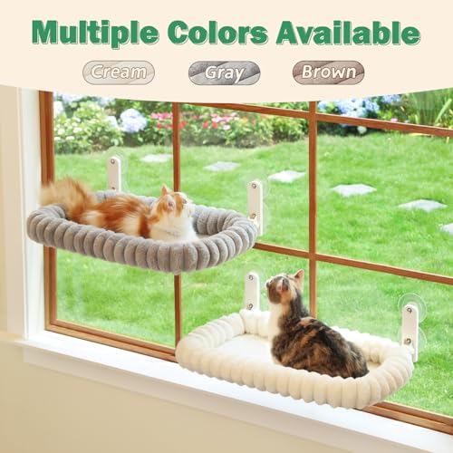 Zakkart SnugCloud Foldable Cat Window Perch - Cordless, Ultra Soft Machine Washable Bed with 4-Sided Bolster, Metal Frame - Window Hammock for Large Cats and Kittens (Cream White, Medium) by Zakkart - Image 5