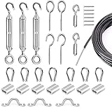 【Materiales de alta calidad】Todas las piezas y cables de alambre son de acero inoxidable 304 de alta calidad, ofrece buena resistencia a la corrosión y resistencia al óxido; los casquillos de crimpado son de aluminio, duro y estable.