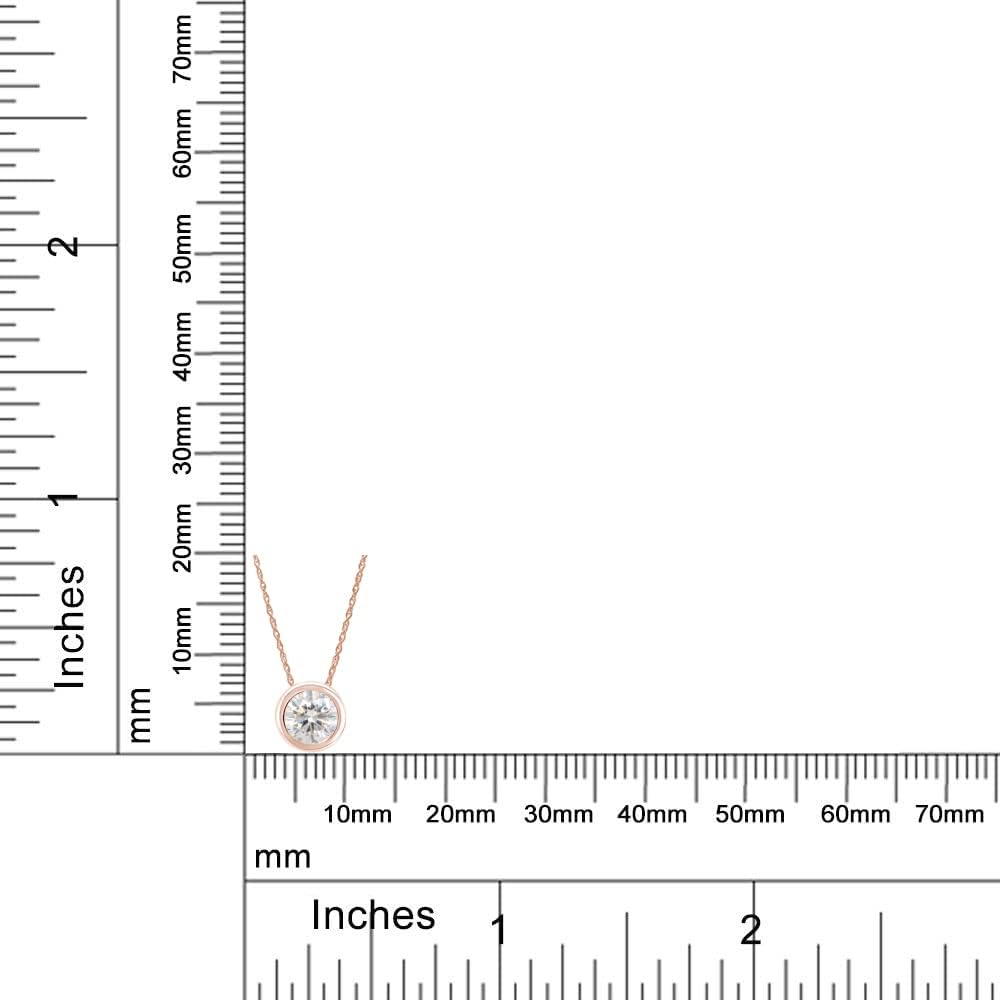 SAVEARTH DIAMONDS 1 Carat 6.5MM Round Cut Lab Created Moissanite Diamond Bezel Set Solitaire Pendant Necklace In 14K Solid Gold Jewelry For Women With 18" Chain (VVS1 Clarity, 1 Cttw) - Image 5