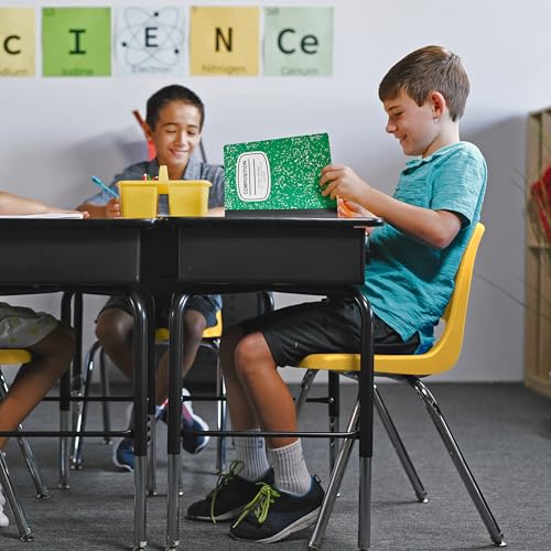 Image of FDP 16 inch School Stack Chair,Stacking Student Seat with Chromed Steel Legs and Swivel Glides for Classroom, Homeschool or Office - Yellow (2-Pack), 13049-YE