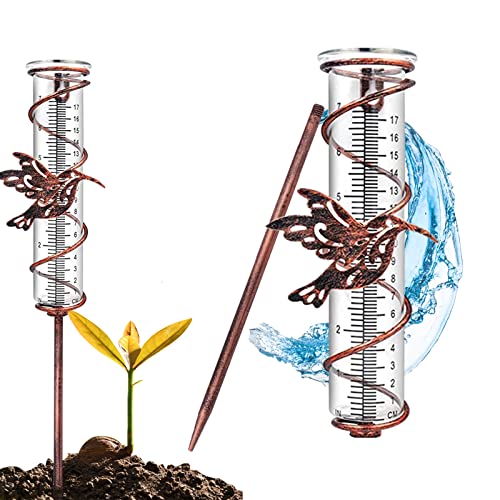 IWTBNOA Pluviomètre, Pluviomètres en Verre avec Piquet, Pluviomètre de Jardin, Pluviomètre Exterieur, Pluie Tube de Mesure, Tube de Jauge de Pluie Détachable pour Clôture de Jardin Pelouse Terrasse Cover
