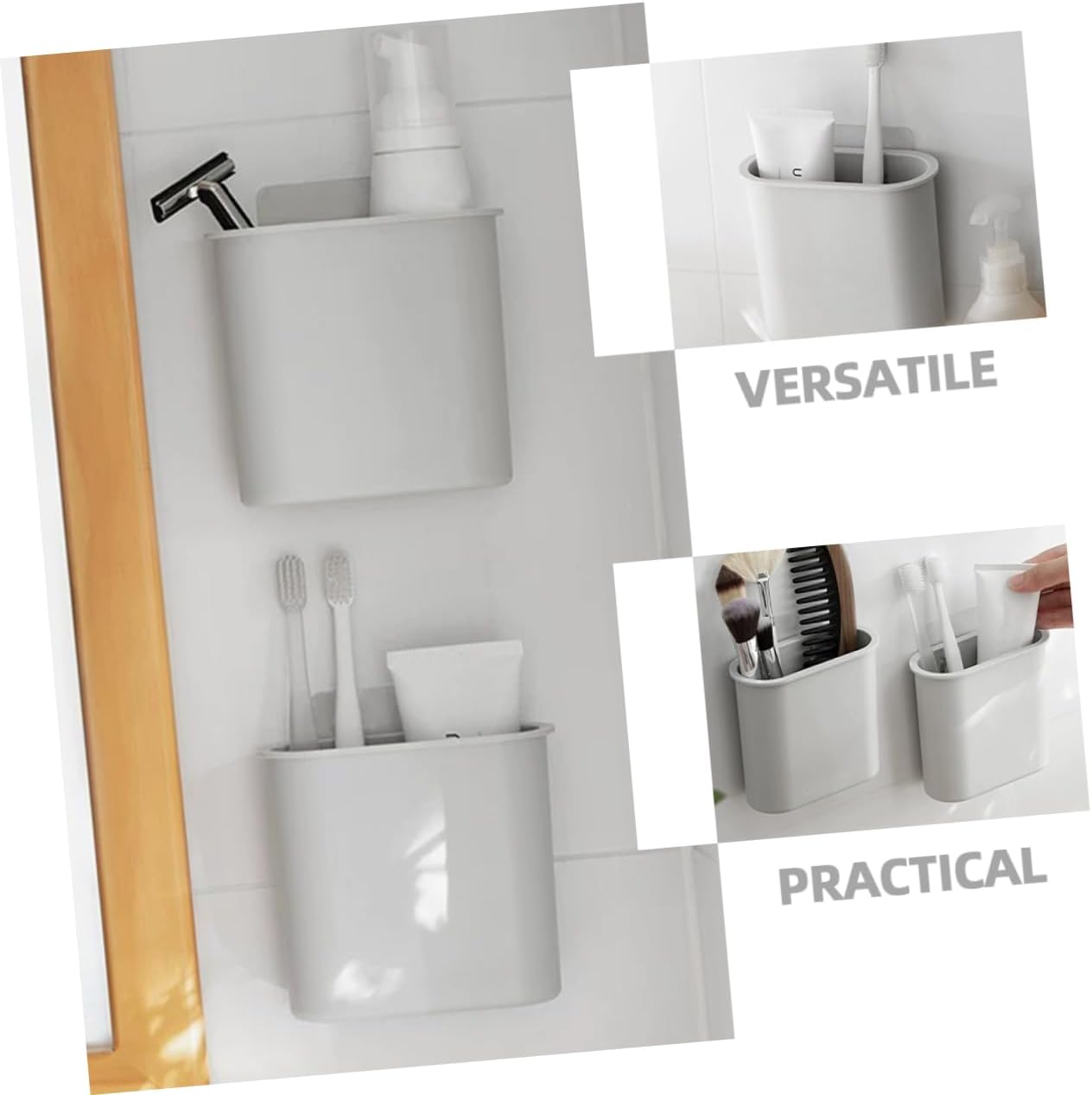 STOBAZA 10pcs Wall-Mounted Storage Bin Draining Toothbrush Organizer Wall Mount Bathroom Storage for Bedroom Home Decor