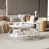 Polyvalence Exceptionnelle: La grande table ovale mesure 80 cm de longueur et 46 cm de largeur avec une hauteur de 41 cm, tandis que la petite table ronde a un diamètre de 52 cm et une hauteur de 51 cm. Que ce soit comme tables basses ou tables de chevet, elles s'adaptent à tous vos besoins.