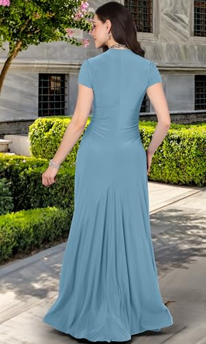 Image of KOH KOH Womens Long Flowy Cap Sleeve Empire Waist Cocktail Maxi Dress Gown