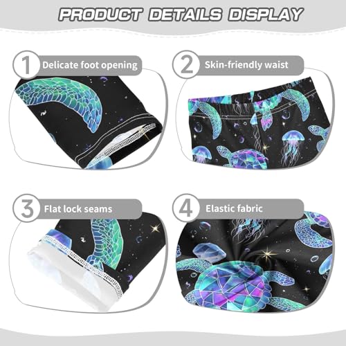 ALAZA Girls' Leggings Children's Yoga Pants Skinny Printed Dance Neon Jellyfish Turtle Comfortable 4T2