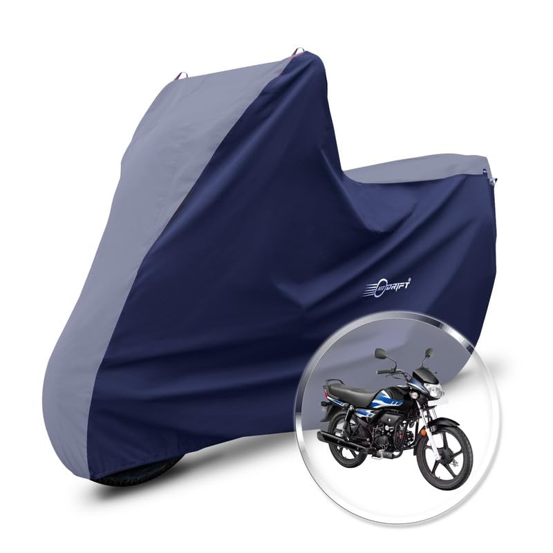 Image of Neodrift 'SuperMax' Bike Cover Suitable for Hero HF Deluxe (All-Weather Motorcycle Protection, Water & UV Resistant, Dustproof, Windproof) (Colour: L.Gray - Blue)